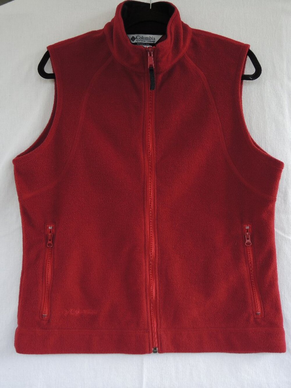 Columbia Women's Full Zip Fleece Vest Red Zipped Pockets Size Large